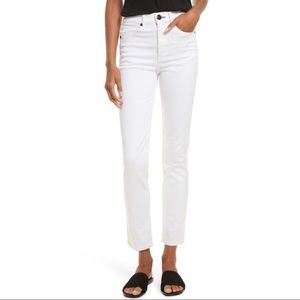 Rag & Bone White High Rise Straight Leg Ankle Jean